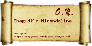 Obagyán Mirandolina névjegykártya